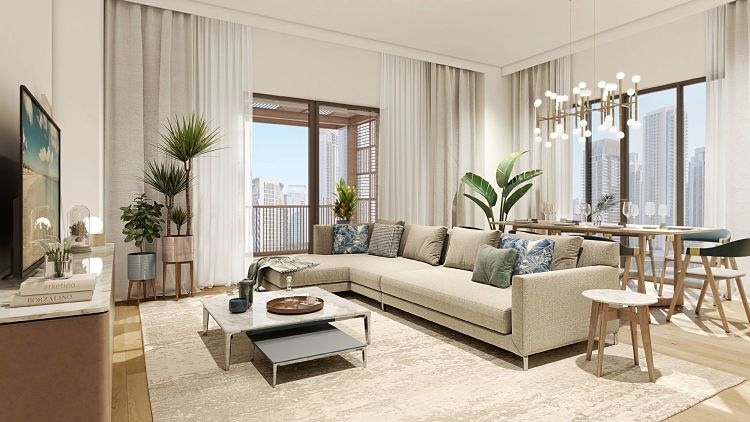 Sunset-Creek-Beach-in-Dubai-Creek-Harbour-Living-Room